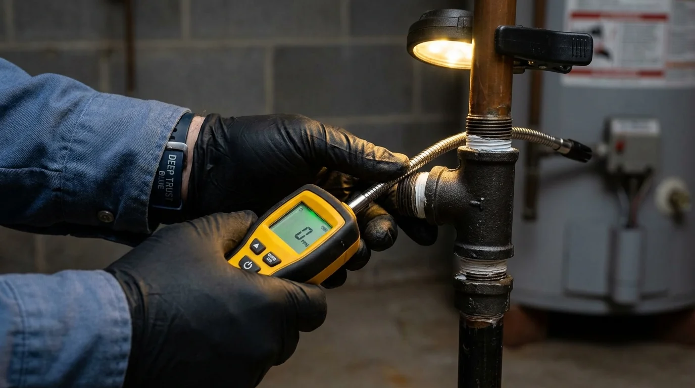 Gas leak detection with electronic sniffer by Johns Plumbing LLC in Clarinda